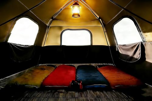 3/4 Person Camping Tent with 1 Door, 4 Windows, and Upgraded Ventilation– Instant Setup, Waterproof, 8'x 8'x 67''Oxford Fabric Floor Pop Up in 60 Seconds Includes Rainfly and Backpack - color: 4 Person Black