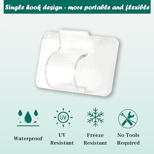 Dazzle Bright Hooks for Outdoor String Lights Clips, 30Pcs Heavy Duty Cable Clips Waterproof Adhesive Strips for Hanging Christmas Light, Outside UV-Resistant Clear Sticky Cord Holders Rope Organizer