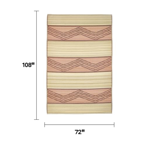 Fab Habitat Outdoor Rug - Waterproof, Fade Resistant, Crease-Free - Premium Recycled Plastic - Tribal Boho - Large Patio, Deck, Sunroom, Camping, RV - Lagos - Sand & Coral - 6 x 9 ft - color: Lagos - Sand & Coral, size: 6' x 9' (Rectangular)