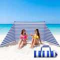 Tigeen 15 x 4.6 ft Beach Wind Screen Set Wind Blocker Sunbathing Privacy Screen Stripe with with 2 Metal Pole Ground Stake Carry Bag Portable Beach Windscreen for Summer Sand Outdoor Protection Sport
