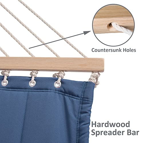 SUNCREAT Hammocks 2 Person Hammock with Stand, Hammock Cover, Portable Patio Hammock with 13.5 ft Wooden Stand, Navy - color: Navy