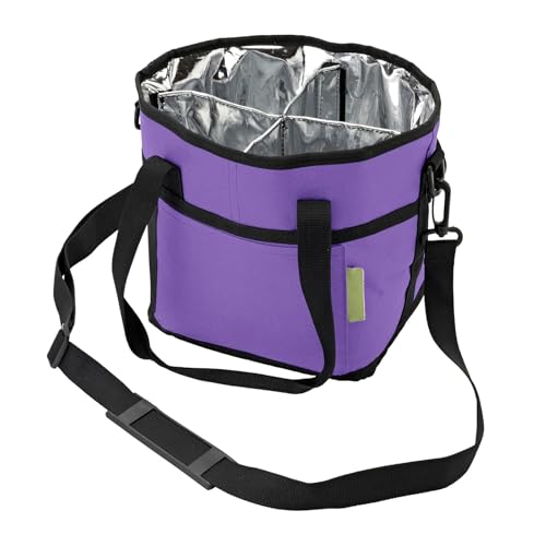 Family Size 4 Compartment Drink Carrier Bag, Cup Carrier Caddy for Hot & Cold Drinks, Portable Cup Holder for Car Travel, Beach, Picnic, Camping & Commute (Purple) - color: Purple