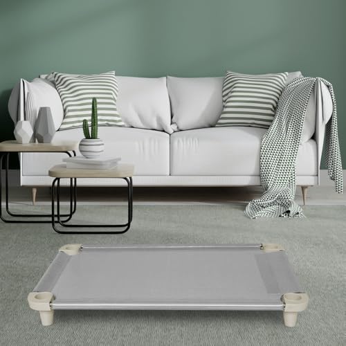 Acrimet Cooling Elevated Pet Dog Bed, Washable and Breathable Mesh Cot, Stainless Steel Frame, Indoor & Outdoor Use, fits Dogs up to 110 lbs (Size: 40” x 24”), Gray, 1 Unit