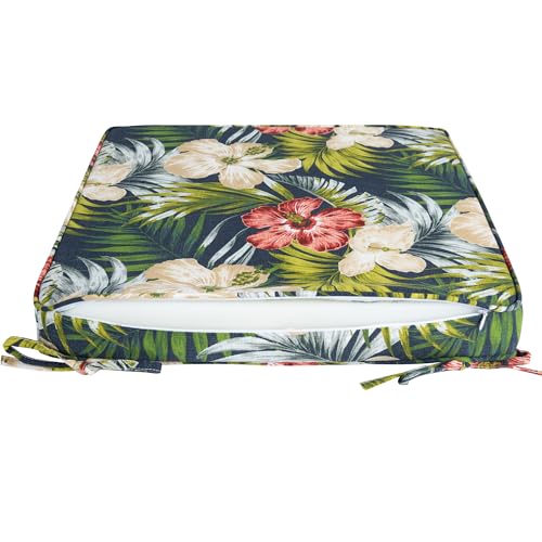 Magpie Fabrics Indoor Outdoor Waterproof Square Chair Cushion, 18" x 18" x 2.5", 2 Pack, Water Resistant Seat Cushions, for Patio Garden Office, Midnight Floral - color: A Midnight Floral