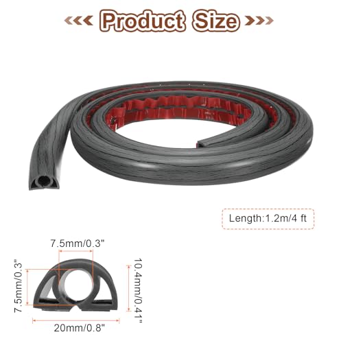 HARFINGTON 4ft Cord Cover Floor W0.3 x H0.3 Inner Channel PVC Hide Extension Cable Floor Wire Hider Wire Covers Protector for Prevent Cable Trips Cables Management, Dark Grey - color: Dark Grey, size: W0.3"xH0.3"x4ft
