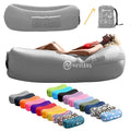 Nevlers Gray Inflatable Lounger | 210T Polyester Inflatable Chair | No-Pump Blow Up Couch | Air Sofa w/ 450lbs. Capacity, Pockets & Matching Bag | Use as Beach Chair Inflatable Couch for Adults & Kids - color: Grey, size: 1 Pack