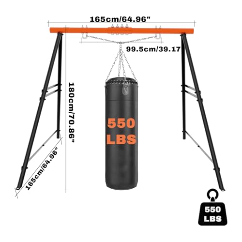 Swing Stand Frame, 550lbs Weight Capacity Swing Stand, Heavy Duty A-Frame Swing, Single Swing Frame for Yoga Hammock Saucer Baby Porch Swing(Swing NOT Included),Orange - color: Orange