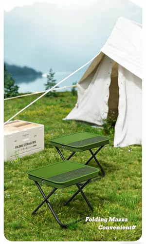 Portable Ultralight Travel Stool - Foldable Camping Chair with Storage Pocket, Handbag Style, Carbon Steel Frame, Supports Up to 180 LBS (OD Green) - color: Od Green