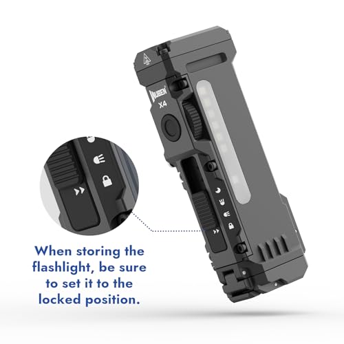WUBEN X4 EDC Flat Flashlight with RGB Light, 1500 Lumens Mini Flashlight with Tactical Switch and Magnetic, IP68 Portable Pocket Clip USB C Flash Light for Camping, Checking, Emergencies - color: Black