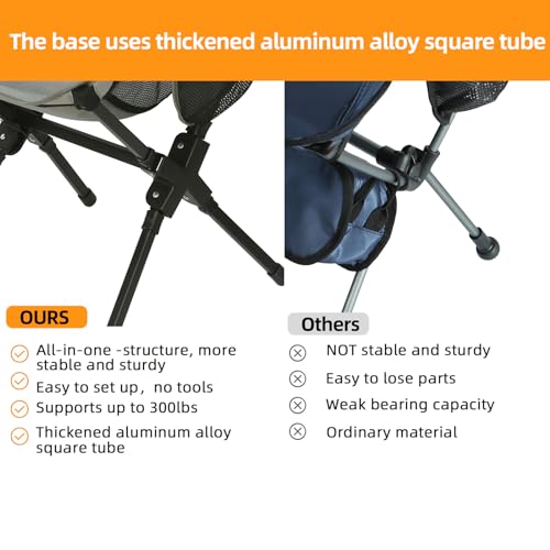 ROCK CLOUD Portable Camping Chair Ultralight Folding Camp Chairs Outdoor for Camp Hiking Backpacking Lawn Beach Sports - color: Gray, All-in-one