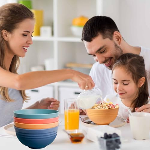 Unbreakable Wheat Straw Cereal Bowls Set of 4, 24 OZ Microwave and Dishwasher Safe Lightweight Soup and Salad Bowl Sets, Reusable Dessert Bowls for Rice, Pasta, Snack, Fruit, BPA Free (4 Colors) - color: 4 Colors