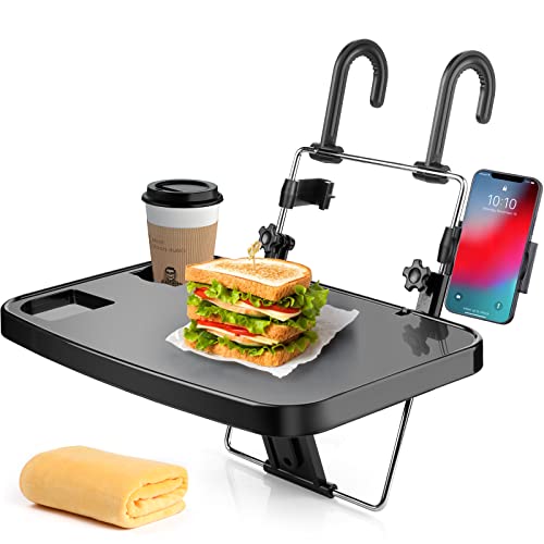Foldable Car Seat Back Portable Tray with Phone Mount for Food Dining Drink and Laptop, Hanging Car Steering Wheel Tray(Upgrade) - size: Upgraded - Single