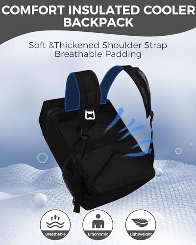 BAGLHER Lightweight Insulated Cooler Backpack - 30 Cans, Leak-Proof for Lunch, Picnic, Hiking, Camping Trips - color: black-titan