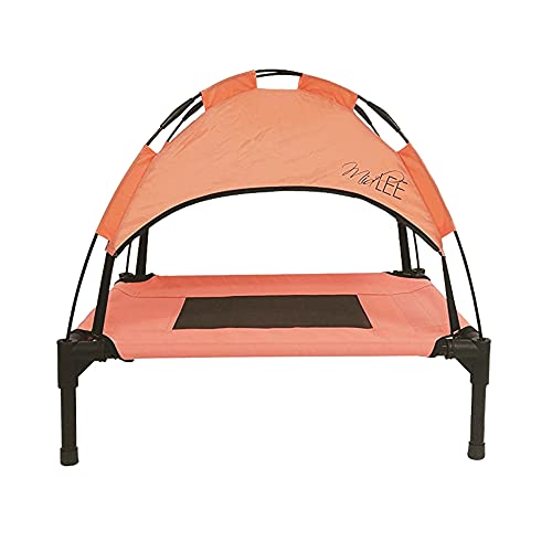Midlee Salmon Dog Cot with Canopy (24" x 30")- Elevated Dog Bed Outside Dog Tent Carrying Bag - size: 24" x 30"