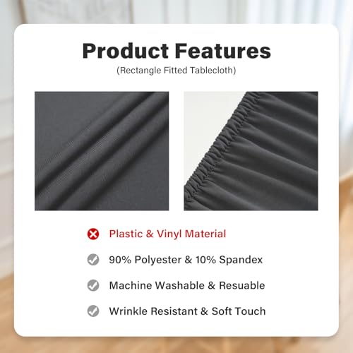 Fitted Rectangle Tablecloth 24 x 48 Inch Elastic Table Cloth for 4ft Table, Stretch Spandex Table Cover Grey Washable Polyester Table Top Cap Cover for Dining Picnic Camping Indoor and Outdoor - color: Grey, size: 48" x 24" (Rectangular)