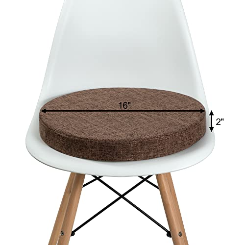 Tromlycs Round Chair Seat Cushion Pad 16 inch for Circle Bistro Chairs Non Slip Foam Cushion Brown - color: Brown, size: 16 inch