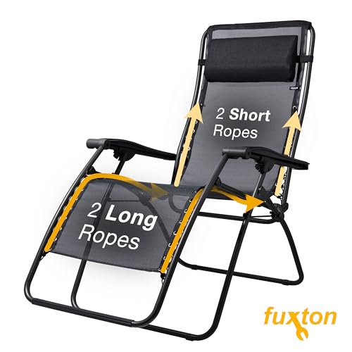 Zero Gravity Bungee All in Replacement kit, Replacement Cord for Zero Gravity Chair, Outdoor Recliner, Patio Furniture Repair kit, 4 Cords - Black
