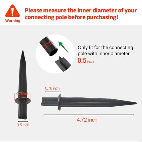 8 Pcs Solar Light Stakes Replacement (Fit for Inner Diameter 0.49-0.5inch),Reinforced Ground Spikes,ABS Plastic Lights Stakes, Ideal for Solar Pathway Lights Garden Torch Lights,Christmas Lights - size: 0.49-0.5 inch
