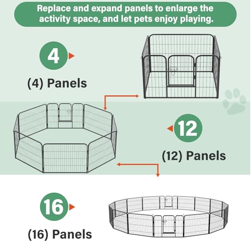 FDW Dog Playpen Dog Pen Dog Kennel 12 Panels 24 Inch Height Indoor Outdoor Folding Metal Portable Puppy Exercise Pen Heavy Duty Dog Fence for Yard Camping,Black - style: 12 Panels