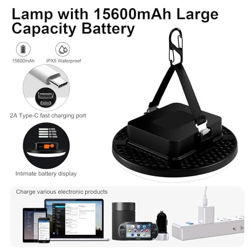 IODOO 16500mAh 60W Rechargeable Camping Light 3000LM 2700/4000/6500K LED Camping Lantern Portable IP65 Waterproof Tent Lights Power Failur - size: 60W Pro