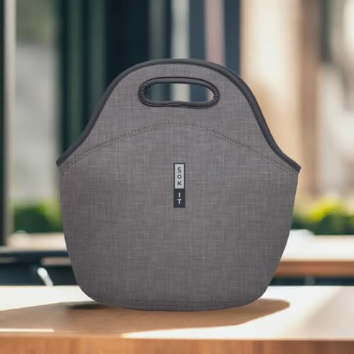 Sok It LunchTote Zippered Bag Insulated Neoprene Caddy (Anthracite, Large 4.5 Quart Lunch Tote) - color: Anthracite, size: Large 4.5 Quart Lunch Tote