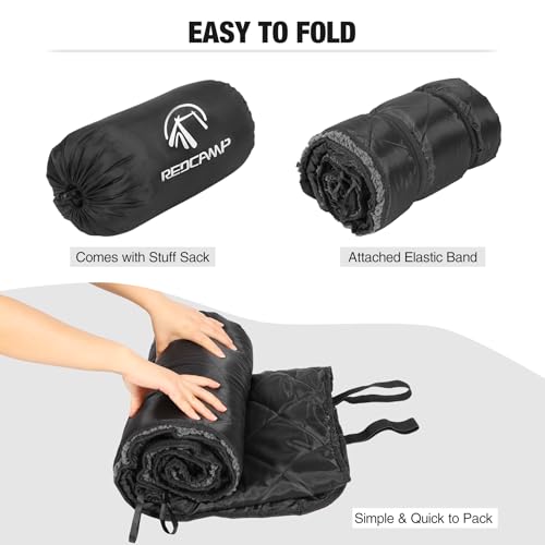 REDCAMP Large Camping Blanket with Sherpa Lining, Cold Weather Warm Outdoor Blanket Windproof for Camping Stadium, Machine Washable 59"x 71" Black - color: 59"x 71" Black