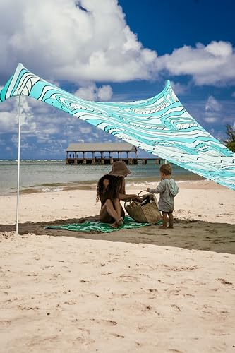 Neso Portable Beach Tent Sun Shelter - Lightweight Beach Shade Canopy - Easy Setup for Family Outings - Patented Reinforced Corners - UPF 50+ Sun Protection - color: Swells