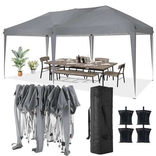 COBIZI 10x20 Pop Up Canopy Tent Party Tents for Parties Weddings Backyard Waterproof Outdoor Commercial Instant Canopy Event Tent with Stakes, Ropes,Sandbags, Gray - color: Gray, size: 10x20FT without sidewall