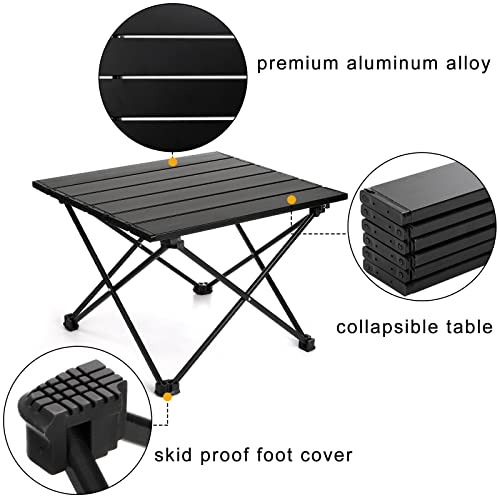 SOUJOY Camping Side Table, Portable Folding Beach Table, Small Aluminum Picnic Backpacking Table for Outdoor Cooking, BBQ, Hiking, Boat, Travel, 15.5''L x 13.8''W x 11.4''H - size: 15.5''l X 13.8''w X 11.4''h