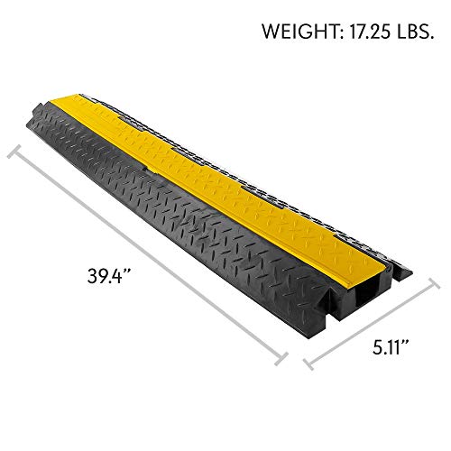 Pyle Durable Cable Protective Ramp Cover - Supports 11000 lbs, Single Channel Heavy Duty Cord Protection with Flip-Open Top Cover, 39.4”x5.11”x1.8” Cable Concealer for Indoor, Outdoor Use - PCBLCO102 - style: 1 Pack