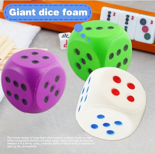 4 Pcs Jumbo Foam Dice Set 4 Inch Large Rounded Edge Playing Dice for Classroom Games Party Activities Kids Learning Math Indoor Outdoor Play (Color Style 3) - color: Color Style 3