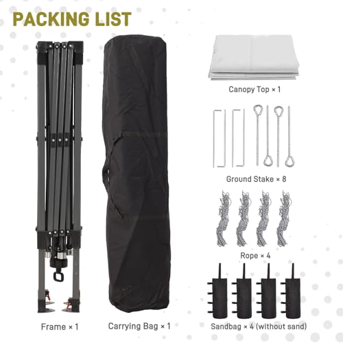 8x8 FT Canopy Tent, 1-Button Push Pop Up Canopy with 4 Sandbags and Carrying Bag, Instant Outdoor Gazebo Shelter - color: White, size: 8x8