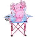KABOER Kids Outdoor Folding Lawn and Camping Chair with Cup Holder and Carrying Bag, Children's Camping Chairs - color: Pink Axolotl