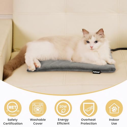 Pet Heating Pad for Cats Dogs Indoor & Sheltered Outdoor Waterproof Heated Cat Bed Heated Dog Bed Chew Resistant Cord Constant Temperature Gray Paw Print 16 x 13 Inch - color: Grey, size: Small: 16" x 13" x 1.3"