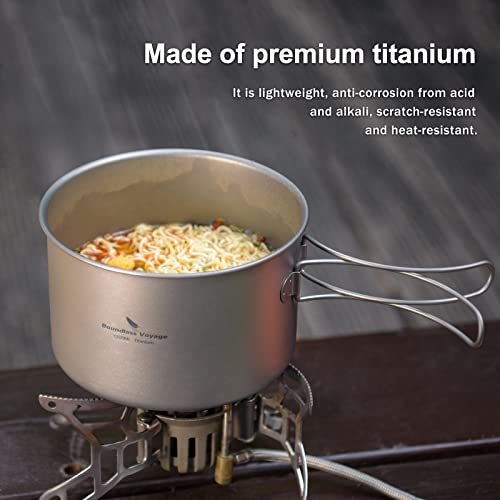 Boundless Voyage Outdoor Titanium Pot with Pan Set with Collapsible Folding Handle for Outdoor Camping Cooking Hiking Backpacking Portable Cookware - color: 1200ml+500ml