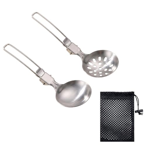 Outdoor Camping Stainless Steel Folding Spatula Sets, Lightweight Thickened Turner Tableware Spoon Cooking Utensils - color: style2
