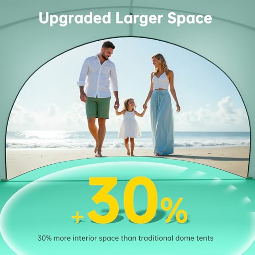 Raynesys Beach Tent Sun Shelter, Sun Shelter for 1-3 Person, Beach Shade Tent, Beaches Shade with 2 Zippered Doors, Portable Tents for Camping Fishing, Green - color: Green, size: For 3 Person