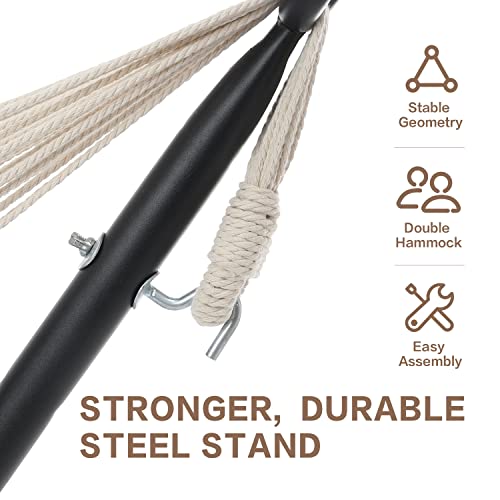PNAEUT Double Hammocks with Stand for Outside, Portable Space Saving Heavy-Duty Steel Stand for Indoor Outdoor Patio with Carrying Bag, 450 lbs Capacity (Lightblue) - color: Lightblue