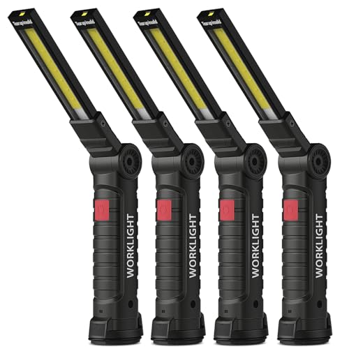 Coquimbo Tool Gifts for Men Him, Rechargeable LED Work Light Grill Light with Magnetic Base 5 Modes 360° Rotate Mens Gifts (4 Pack Black) - color: Black, size: 4 Pack