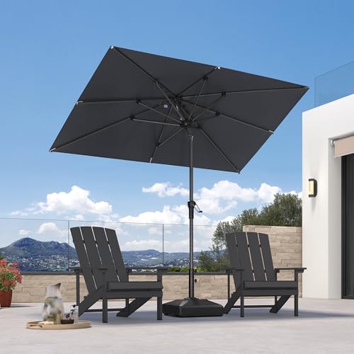PURPLE LEAF 8' x 5' Rectangular Patio Umbrella Outdoor Table Umbrella Aluminum Frame Market Umbrella Sun Umbrella with 8 Sturdy Ribs & Tilt for Garden Deck Lawn & Pool Light Gray - color: Light Gray, size: 5' x 8'