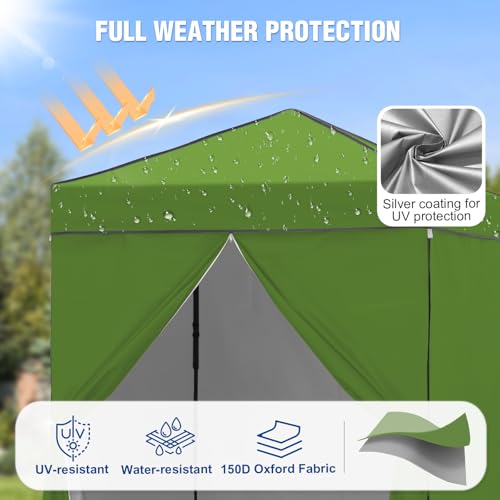 6x4 Pop Up Canopy Tent with Four Wall Panels, Instant Portable Beach Canopy, Outdoor Tent with Carry Bag for Camping, Sports, Tailgating, Events, Grass Green - color: Grass Green, size: With Four Walls
