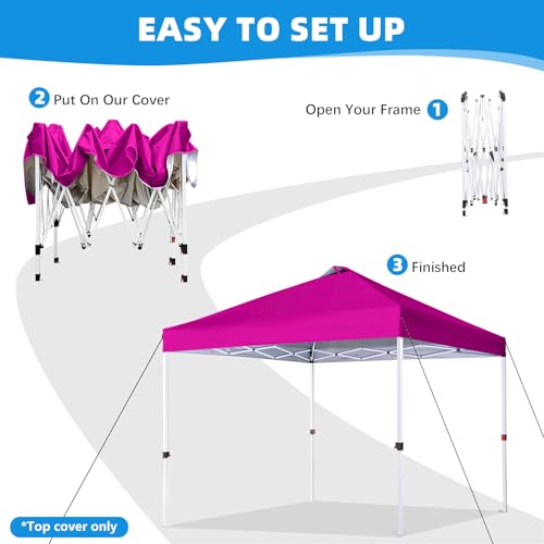 10x10 Canopy Replacement Top Cover with Air Vent, 210D Silver Coated Waterproof Polyester, Pop Up Tent Cover for Straight Leg Canopy Frame, Canopy Top Only - color: Barbie Pink