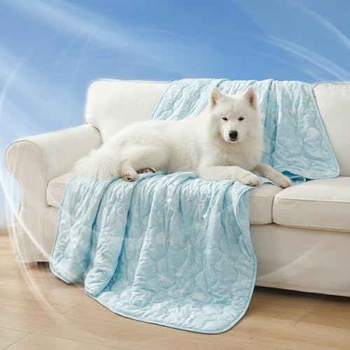 NWK Dog Cooling Blanket, Q-Max>0.345, Ice Silk Cool to Touch Material, Bed Cover, Furniture Protector Couch Sofa for Summer, Anxiety Relief-Machine Washable (Ocean Blue, 40'' X 60'') - color: Ocean Blue, size: 40*60