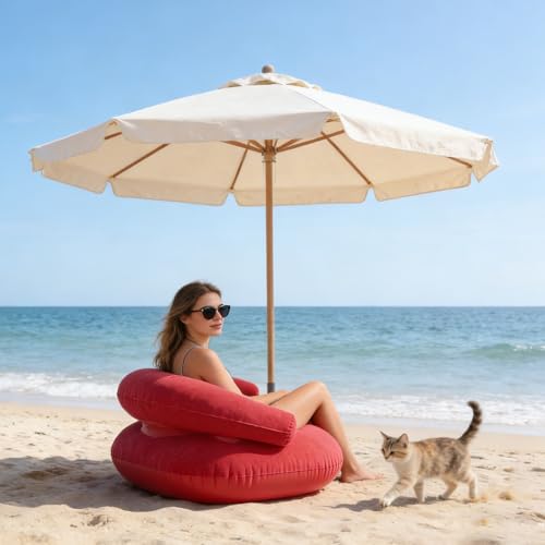 Inflatable Lounge Chair – Flocking PVC 73x73x52cm | Flocked Lounger Seat Lightweight Air Sofa | Portable Blow Up Chair for Outdoor Beach Pool Stadium Travel Living Room and Bedroom Use - color: Hot Pink