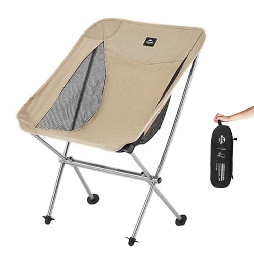 Naturehike YL04 Ultralight Backpacking Chair - 2.1lb & 330lb Capacity Compact Folding Camping Chair for Adults, Portable & Stable Lawn Chairs for Outdoor Camp, Beach, Hunting, Travel, Fishing (Khaki) - color: Khaki-m