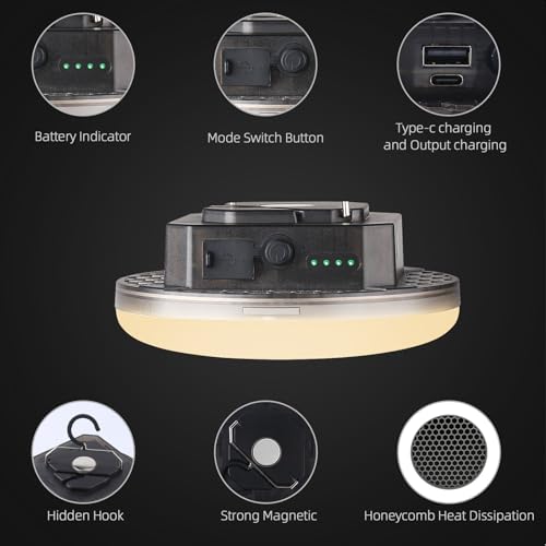 Transparent Portable Rechargeable LED Camping Lights,Waterproof Outdoor Light with 5000Lm,Super Bright Hanging Lanterns for Tents, Canopies & Outdoor Emergencies（Infinitely dimmable） - size: 40W(PRO)
