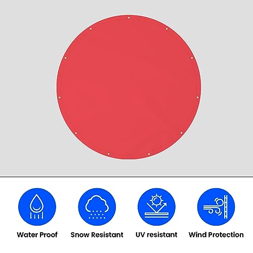 Covers & All Heavy Duty Round Tarp – 18 oz Waterproof PVC Vinyl Tarp, Tear & UV Resistant with Reinforced Edges and Grommets for Patio, Pool & Equipment Protection (12 ft Diameter, Red)