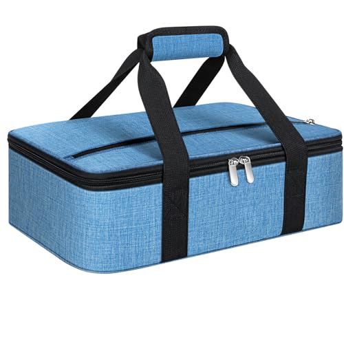 Insulated Casserole Carrier, Portable Casserole Carrier for Hot or Cold Food Lunch Tote Warmer or Cooler Bag, Lasagna Lunch Bag for Potluck Parties- Fits 9" x 13" Baking Dish-Azure - color: Azure, size: 16x10x4 in