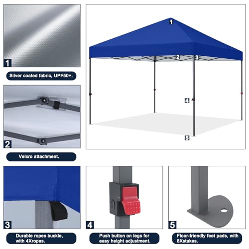 COOSHADE Durable Instant Canopy 10x10Ft(Blue) - color: Royal Blue, size: 10x10Ft
