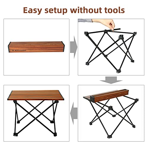 ROCK CLOUD Portable Camping Table Ultralight Aluminum Folding Beach Table Camp for Camping Hiking Backpacking Outdoor Picnic, Wood Grain - color: Wood Grain, size: Small